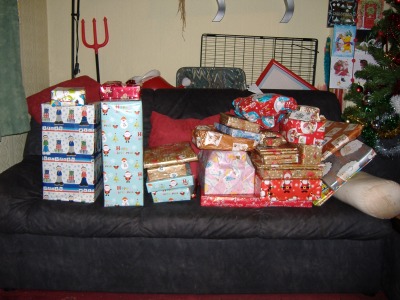 Jenny's presents (before going in the sacks).